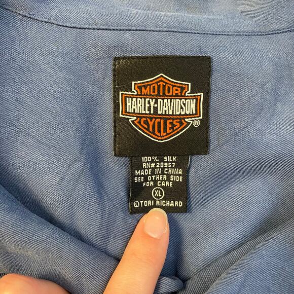 Harley Davidson Silk Pacific Honolulu Hawaii Shirt Men’s Size‎ XL Blue - Picture 2 of 10